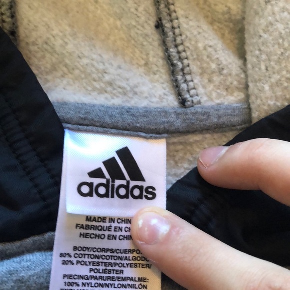 adidas Gray Hoodie With Waterproof Nylon Hood - Picture 4 of 6